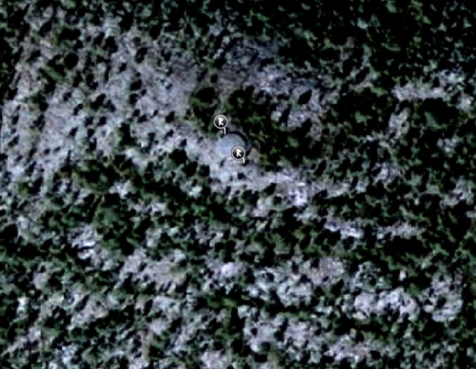 8 B. Satellite photo over the Spir Mountain with the Cairns marked. Through the FMIS system by Carl L. Thunberg 2014-07-20. (CC BY-NC)